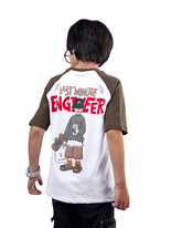 White & Olive Last Minute Engineer Graphic Boys T-Shirt